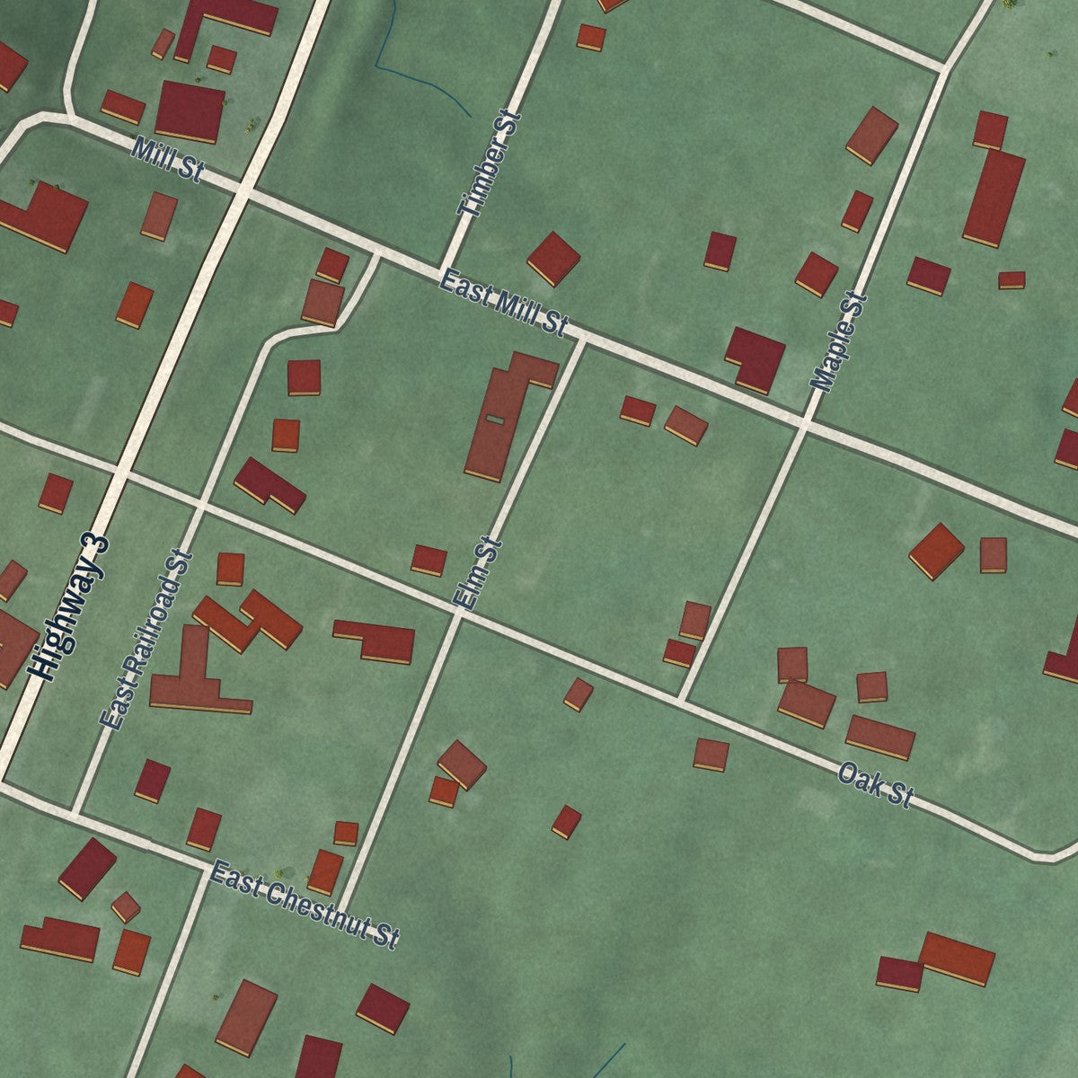Close-up of the map of Otisco, Indiana print showing street and building detail
