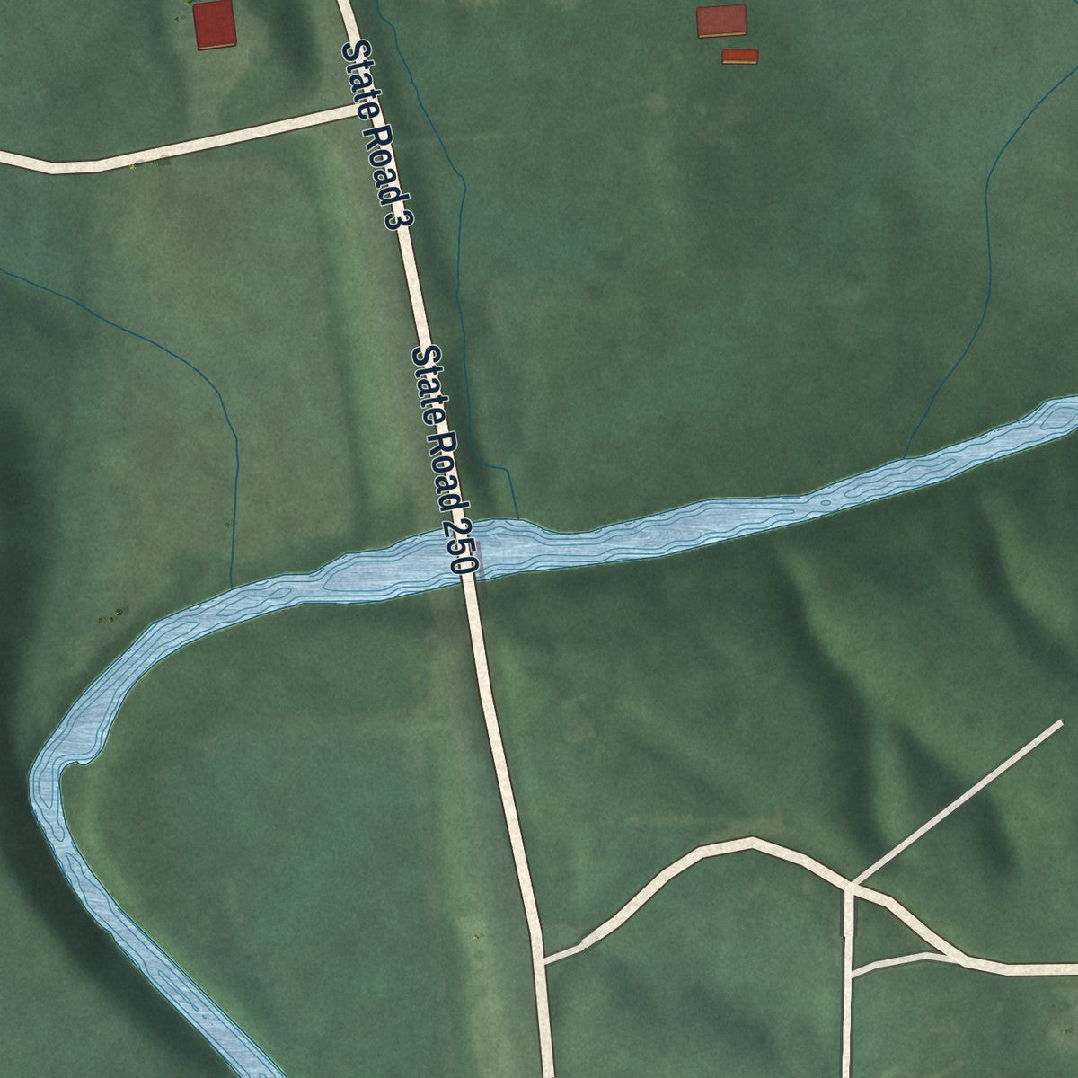 Close-up of the map of Paris Crossing, Indiana print showing street and building detail