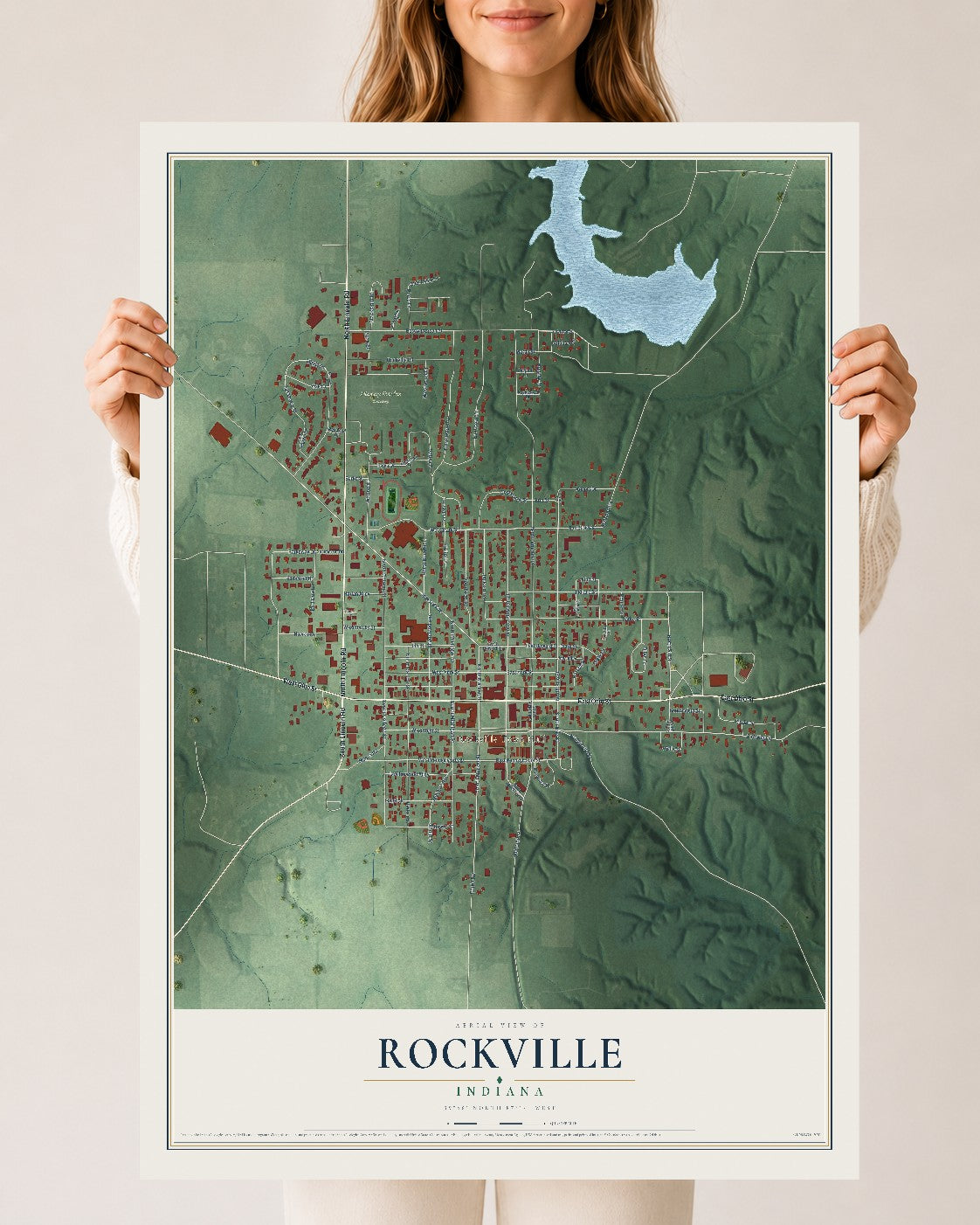 Map of Rockville, Indiana, 24 x 36 inch unframed archival matte print