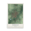 Map of Rushville, Indiana, 12 x 18 inch unframed archival matte print