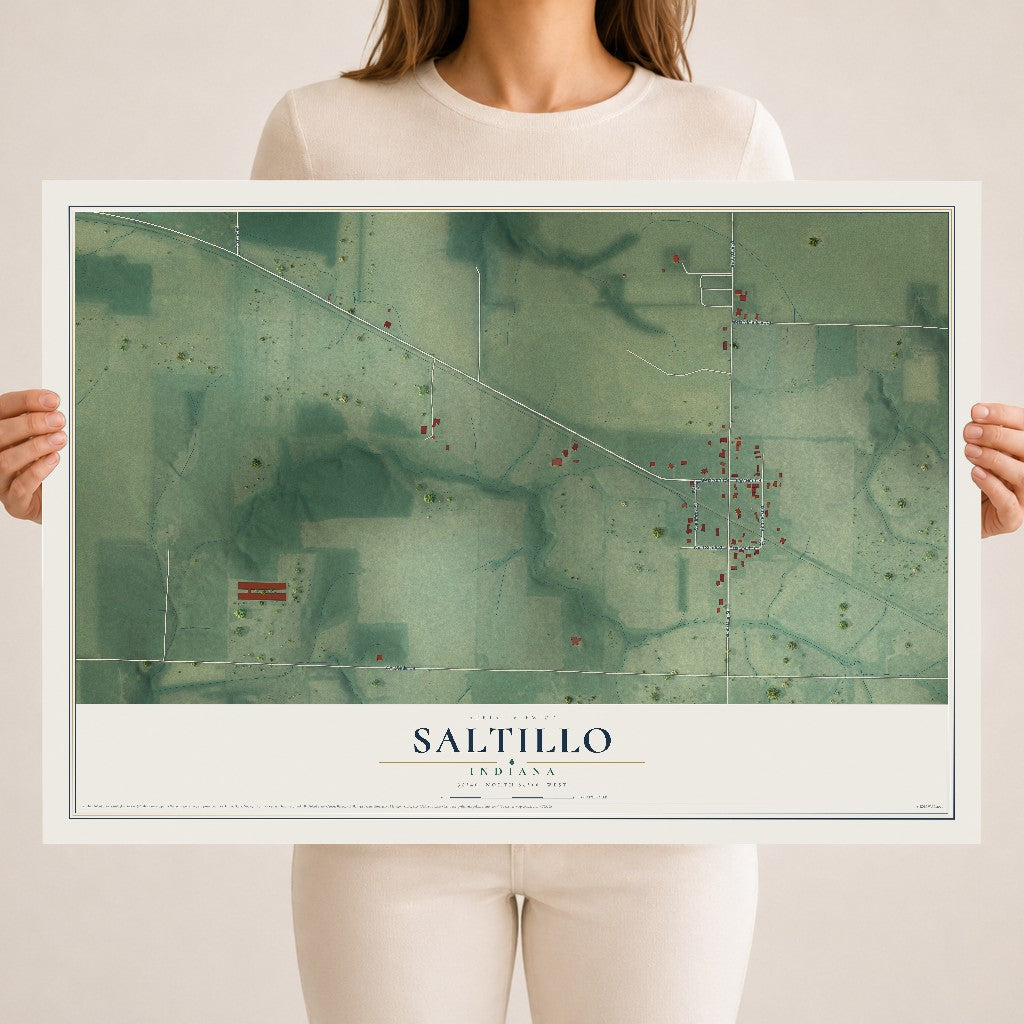 Map of Saltillo, Indiana, 18 x 24 inch unframed archival matte print
