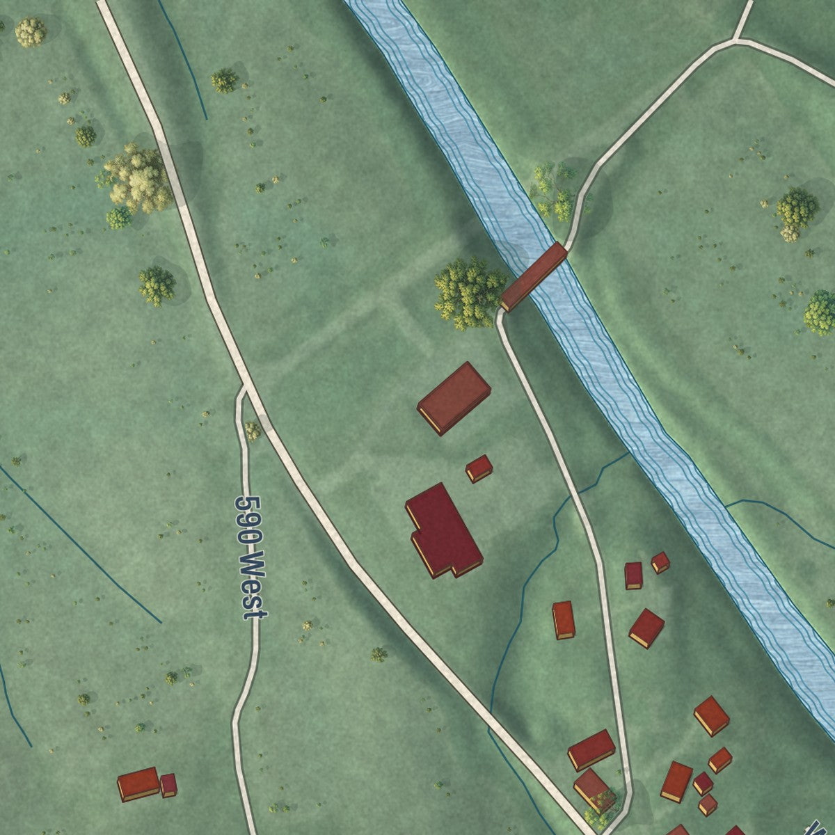 Close-up of the map of Scipio, Indiana print showing street and building detail