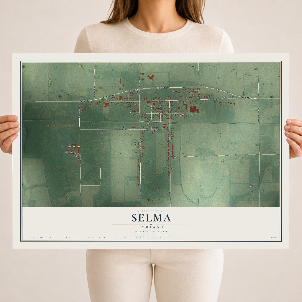 Map of Selma, Indiana, 18 x 24 inch unframed archival matte print