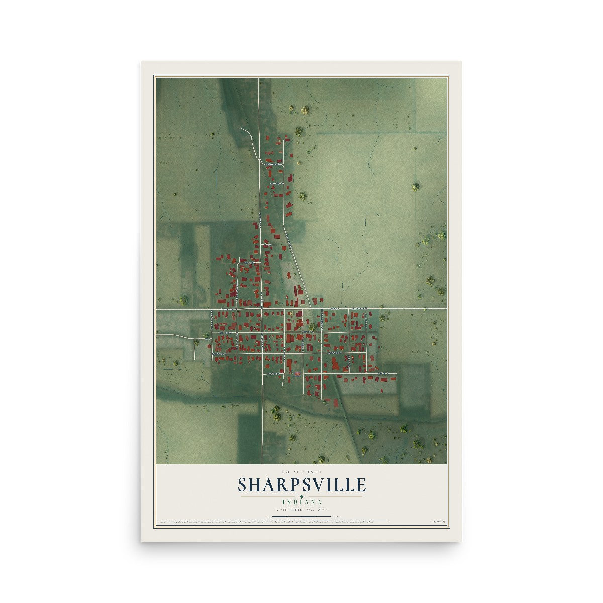 Map of Sharpsville, Indiana, 12 x 18 inch unframed archival matte print