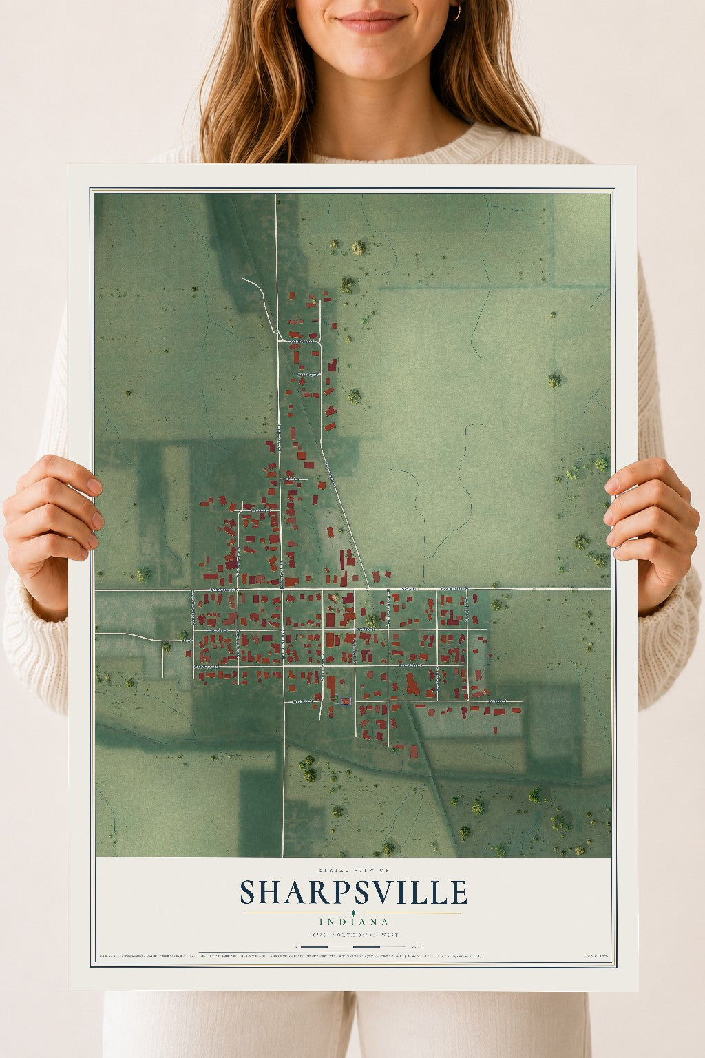Map of Sharpsville, Indiana, 18 x 24 inch unframed archival matte print