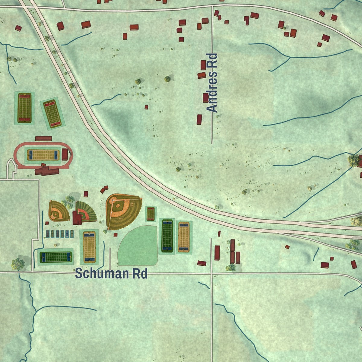 Close-up of the map of St. Leon, Indiana print showing street and building detail