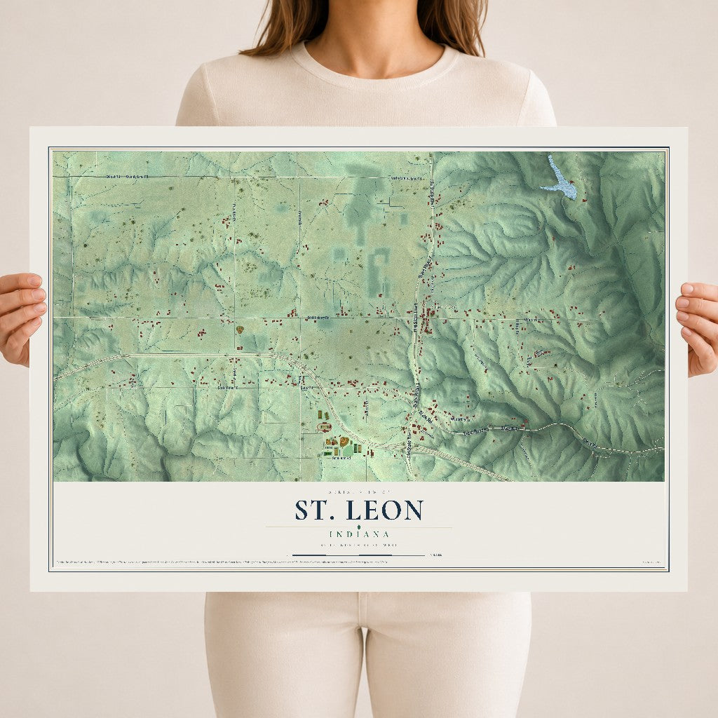 Map of St. Leon, Indiana, 18 x 24 inch unframed archival matte print