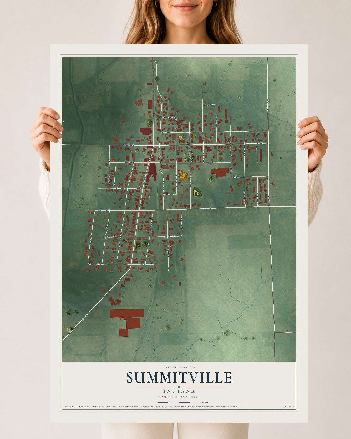 Map of Summitville, Indiana, 24 x 36 inch unframed archival matte print