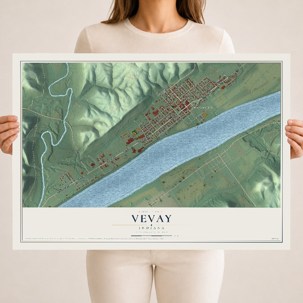 Map of Vevay, Indiana, 18 x 24 inch unframed archival matte print