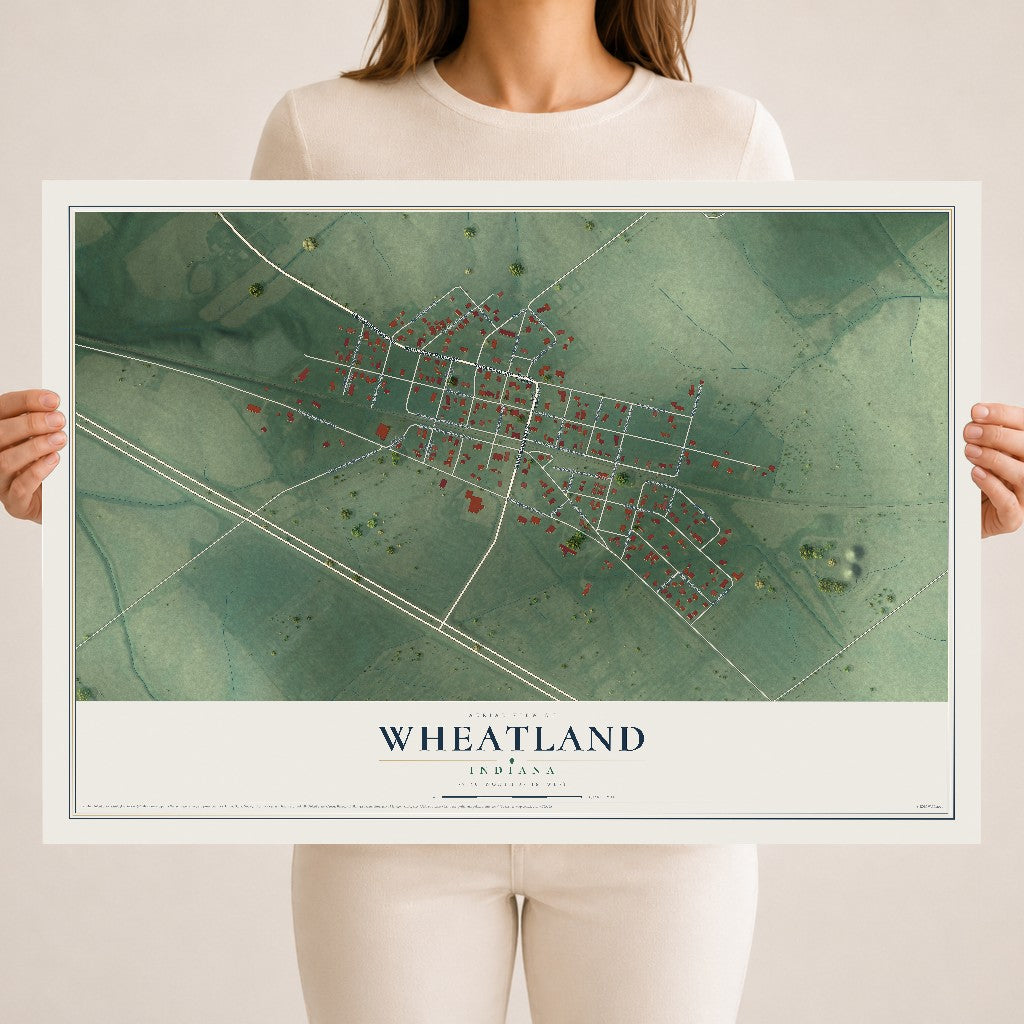 Map of Wheatland, Indiana, 18 x 24 inch unframed archival matte print