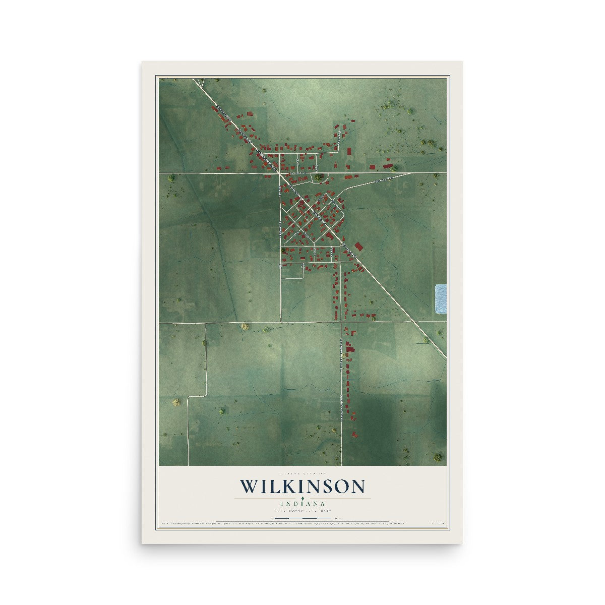 Map of Wilkinson, Indiana, 12 x 18 inch unframed archival matte print