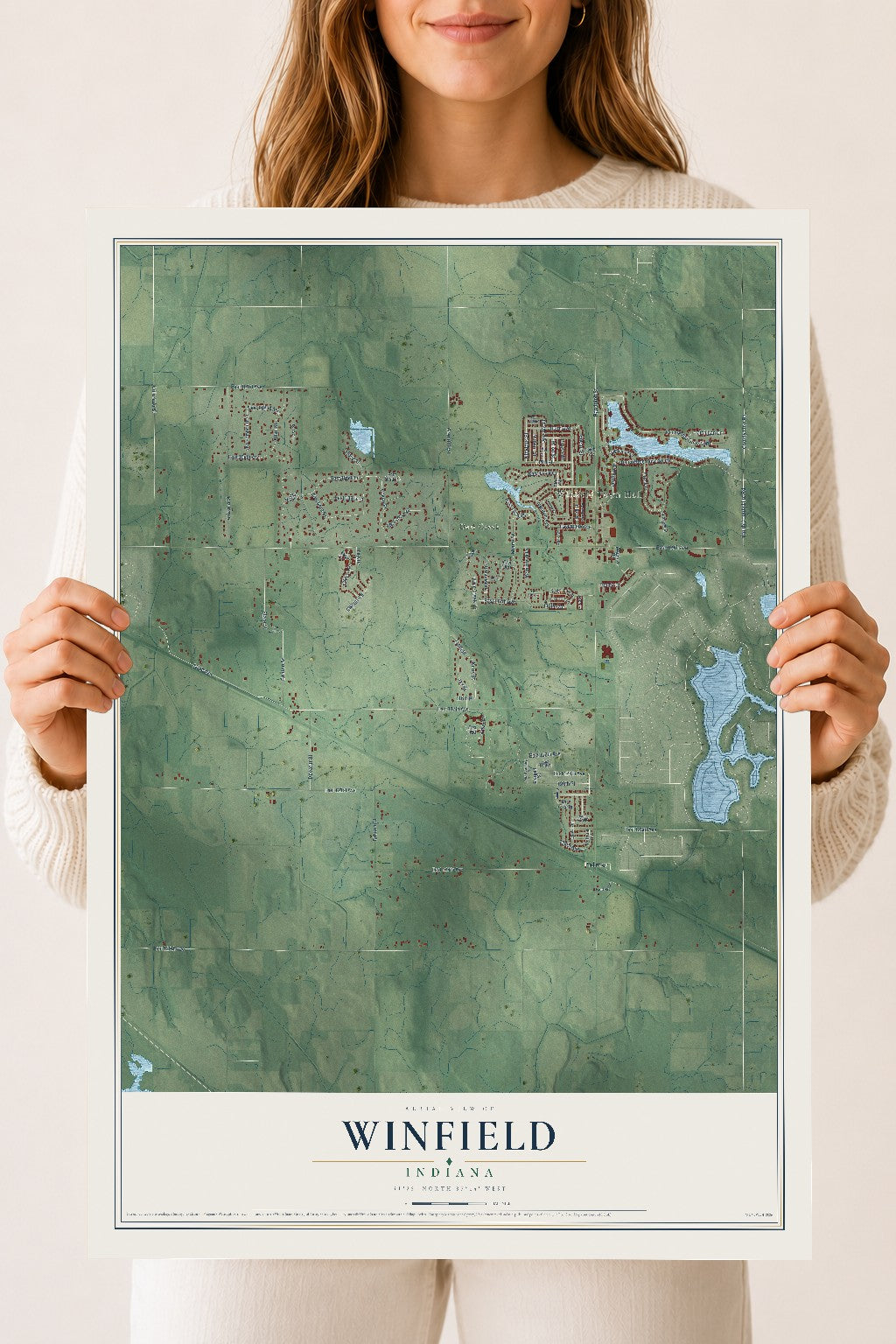 Map of Winfield, Indiana, 18 x 24 inch unframed archival matte print