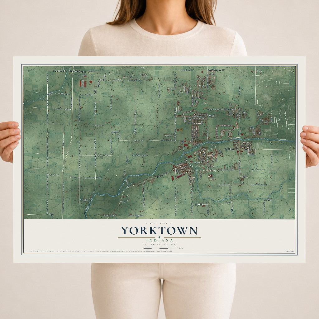 Map of Yorktown, Indiana, 18 x 24 inch unframed archival matte print