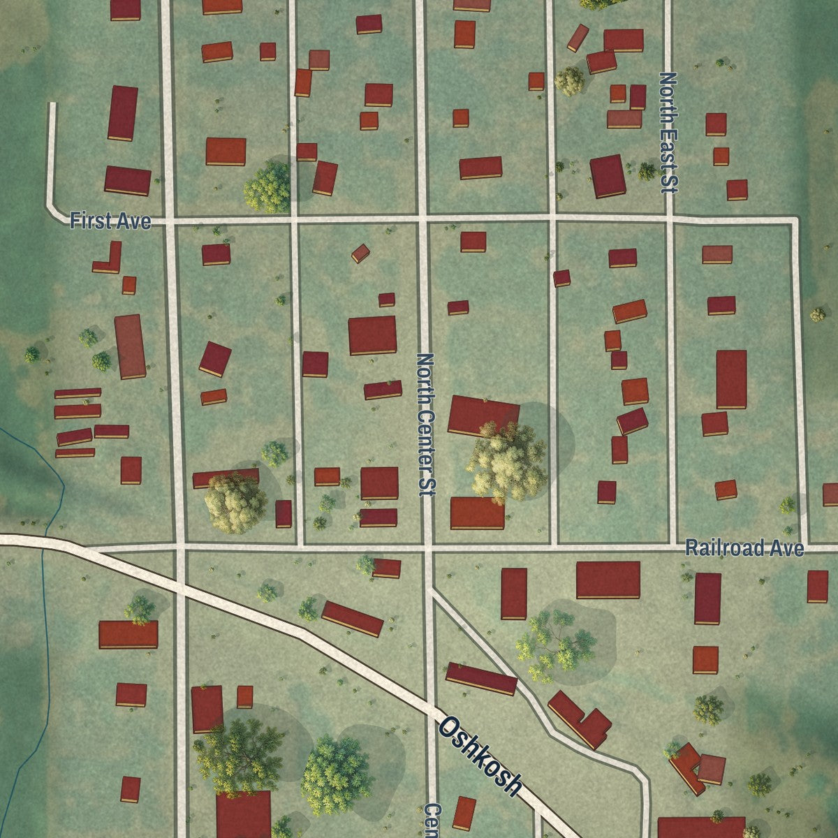 Close-up of the map of Barnes, Kansas print showing street and building detail