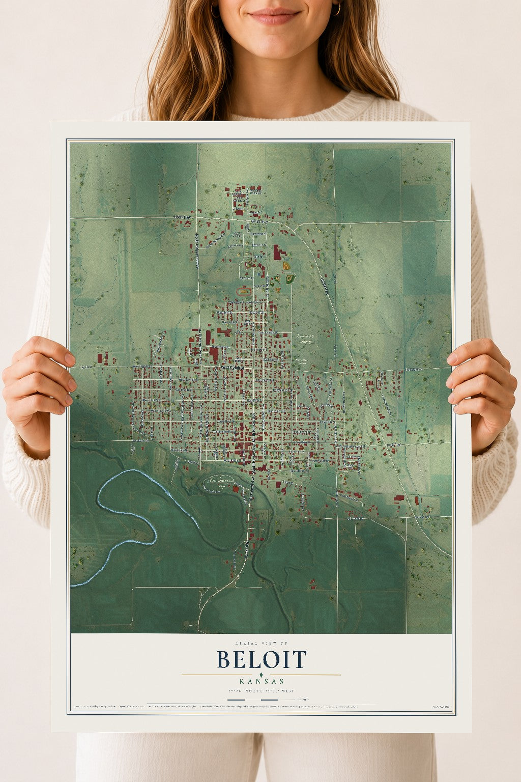 Map of Beloit, Kansas, 18 x 24 inch unframed archival matte print