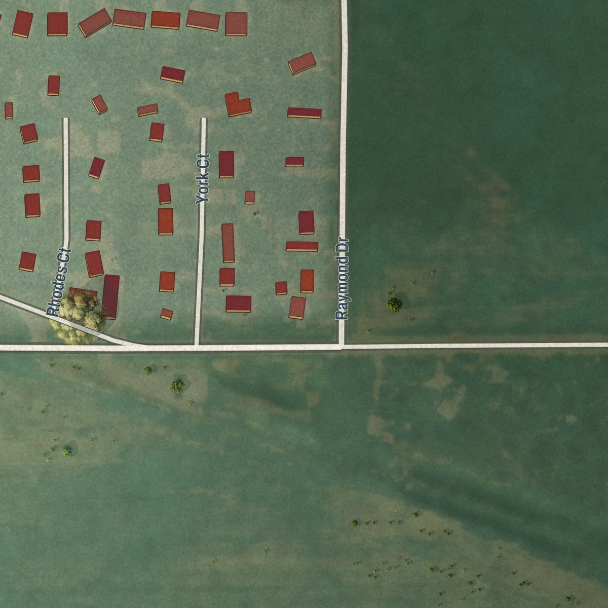 Second close-up of the map of Bentley, Kansas print showing more streets and buildings