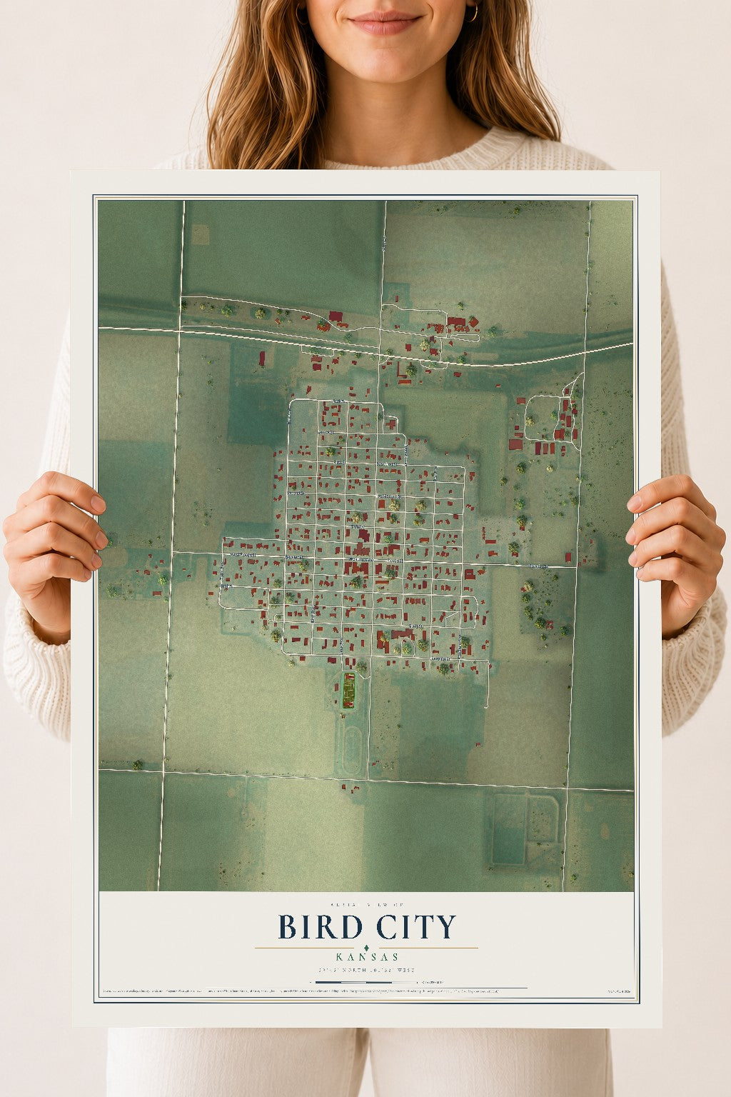Map of Bird City, Kansas, 18 x 24 inch unframed archival matte print