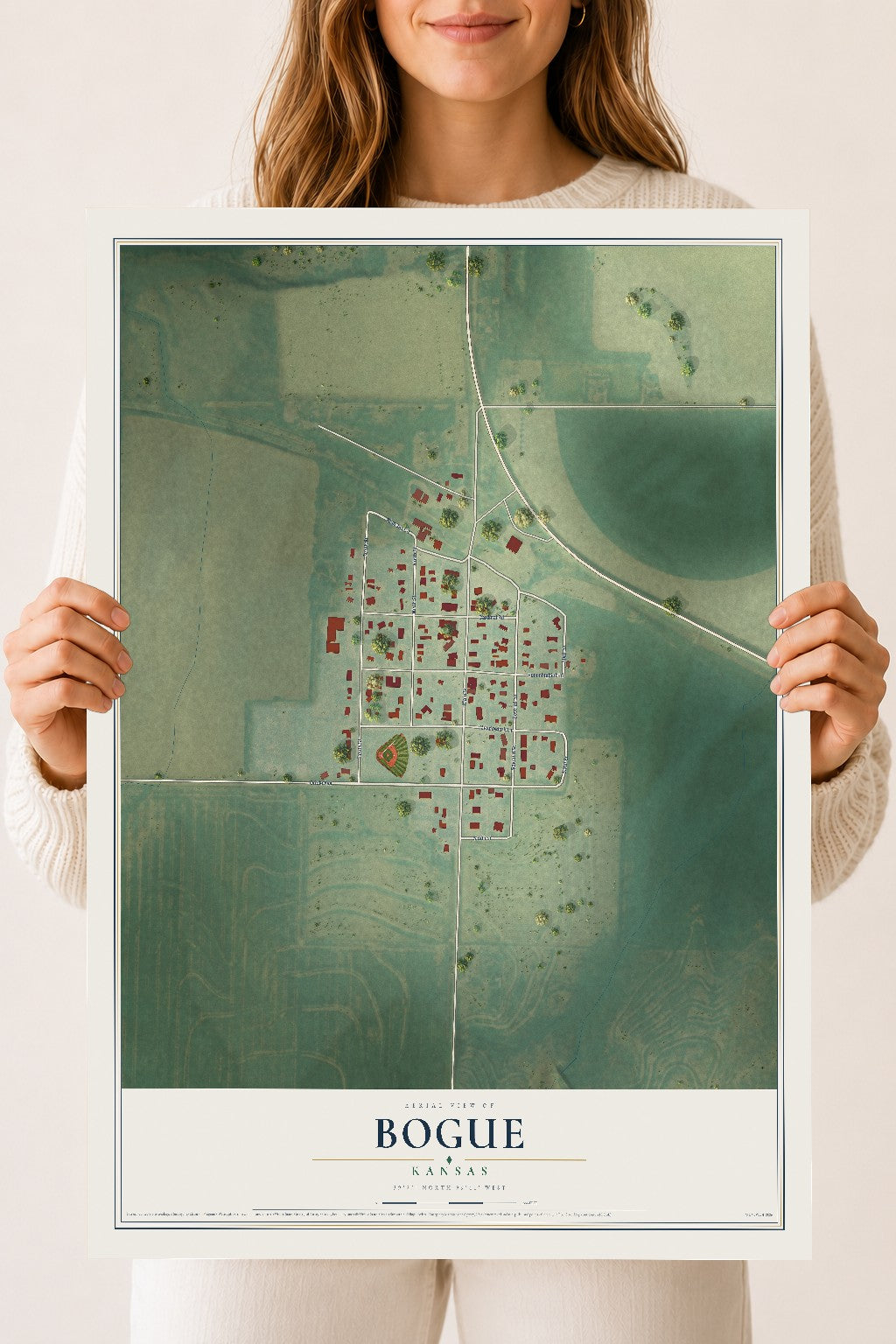 Map of Bogue, Kansas, 18 x 24 inch unframed archival matte print