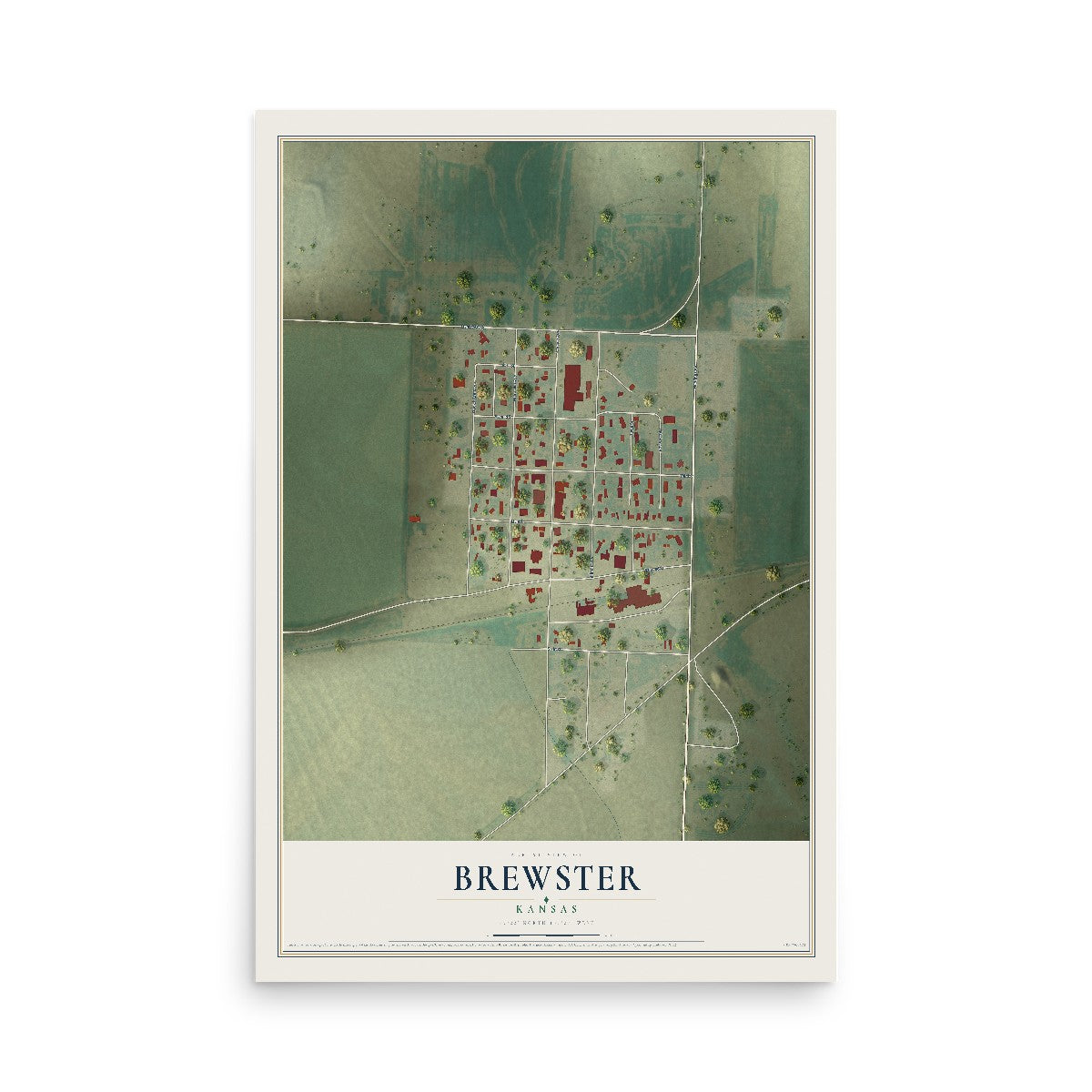 Map of Brewster, Kansas, 12 x 18 inch unframed archival matte print
