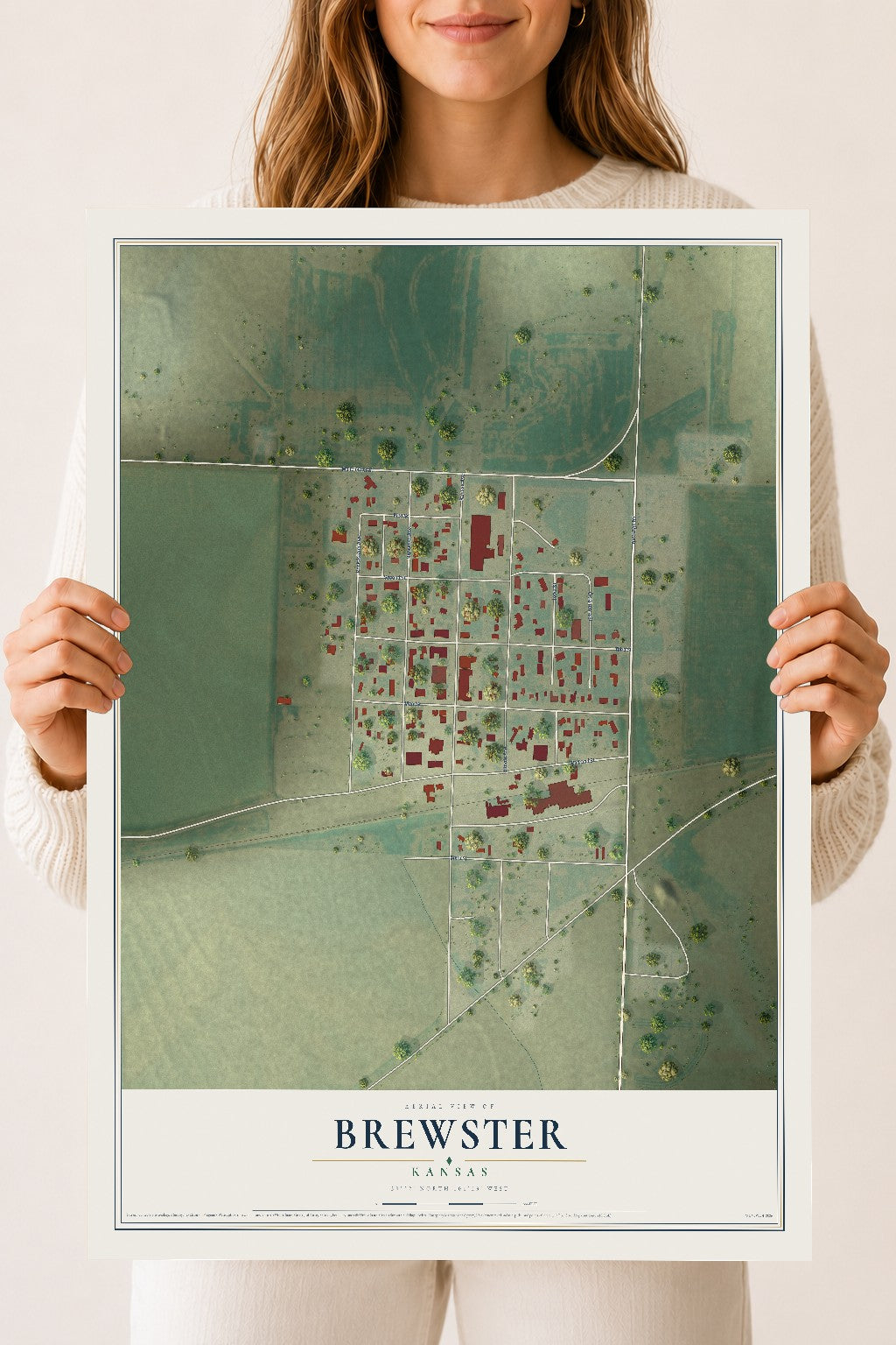 Map of Brewster, Kansas, 18 x 24 inch unframed archival matte print
