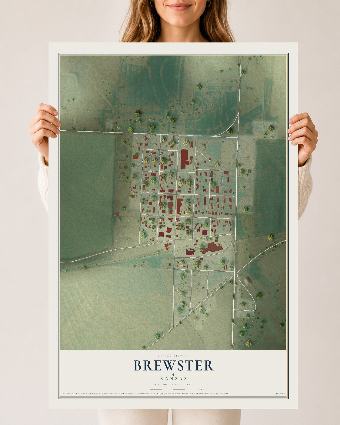 Map of Brewster, Kansas, 24 x 36 inch unframed archival matte print