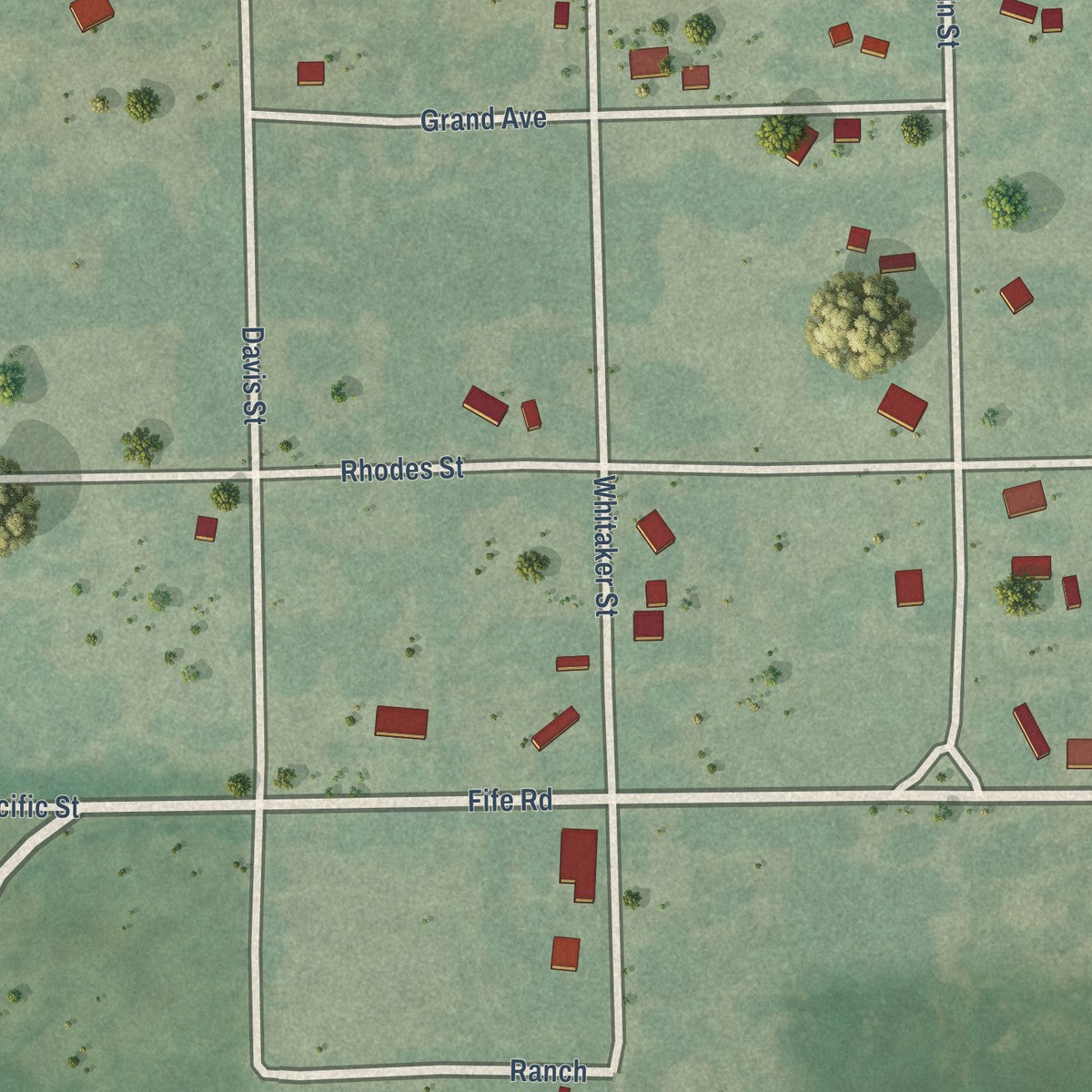 Second close-up of the map of Buffalo, Kansas print showing more streets and buildings