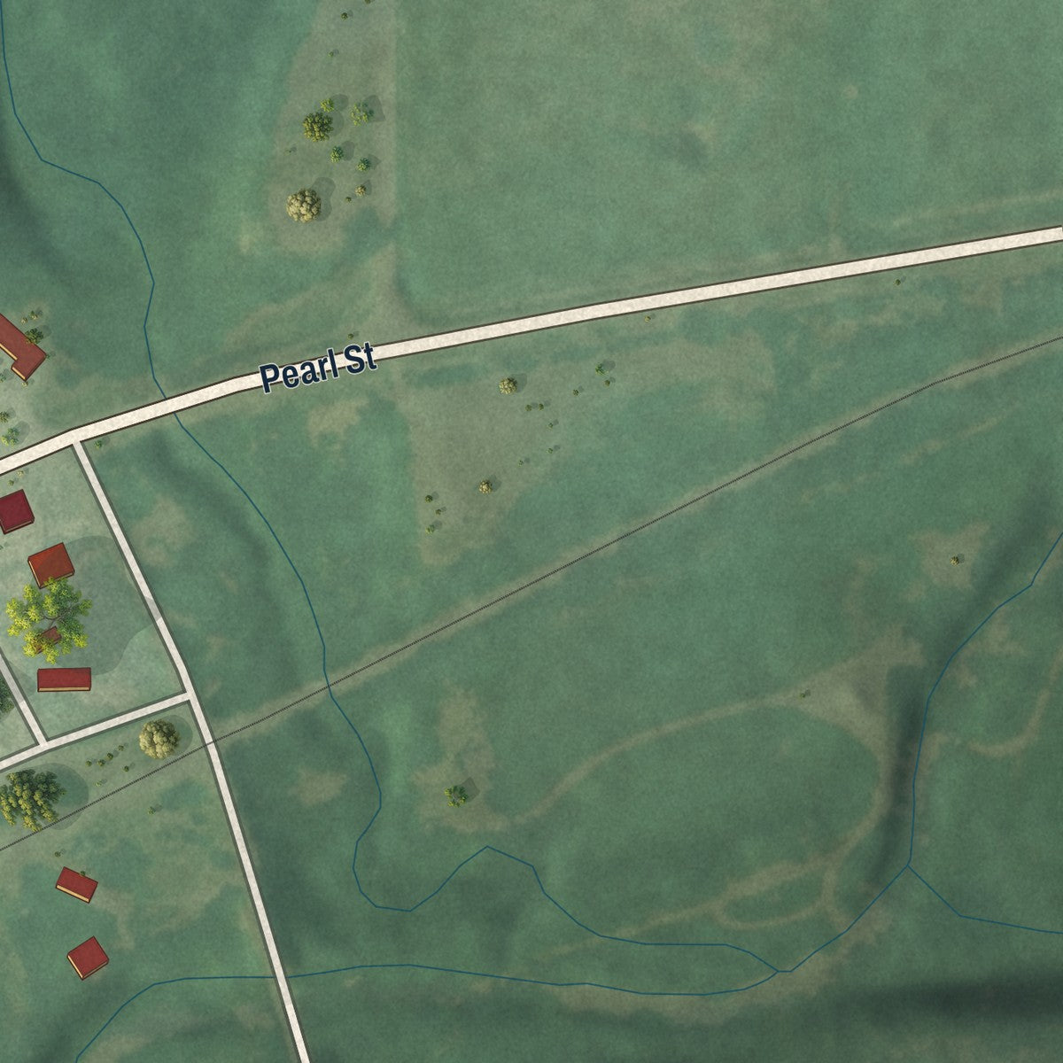 Second close-up of the map of Cambridge, Kansas print showing more streets and buildings
