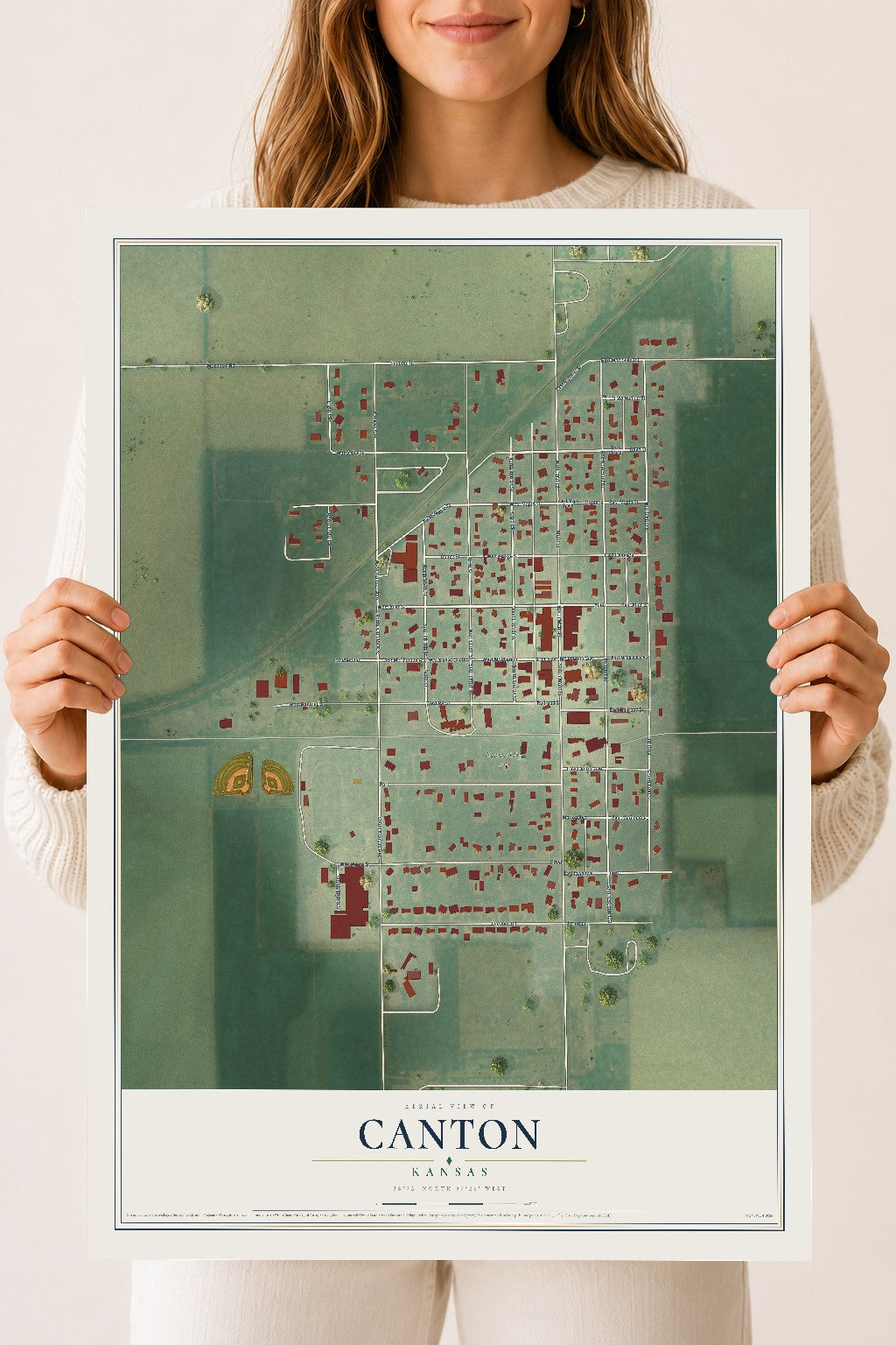 Map of Canton, Kansas, 18 x 24 inch unframed archival matte print