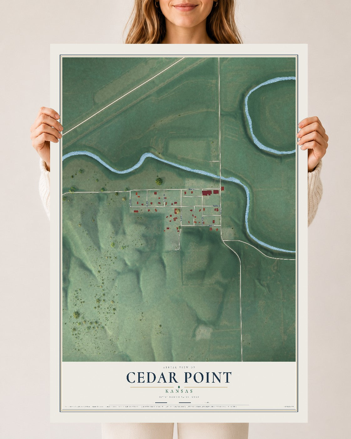 Map of Cedar Point, Kansas, 24 x 36 inch unframed archival matte print