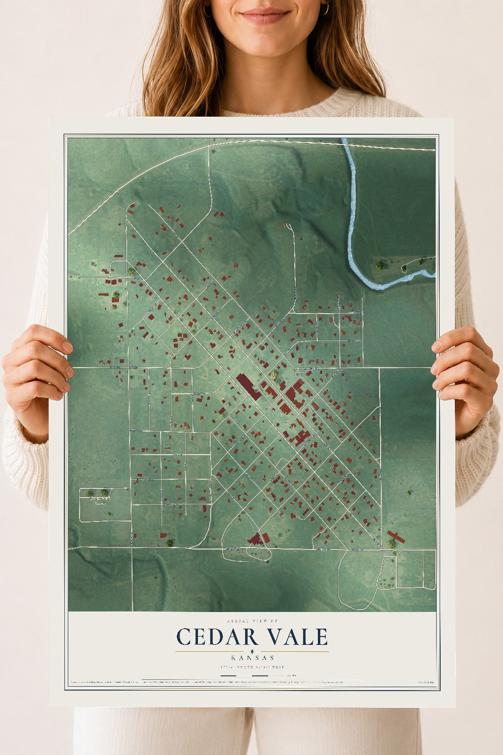 Map of Cedar Vale, Kansas, 18 x 24 inch unframed archival matte print