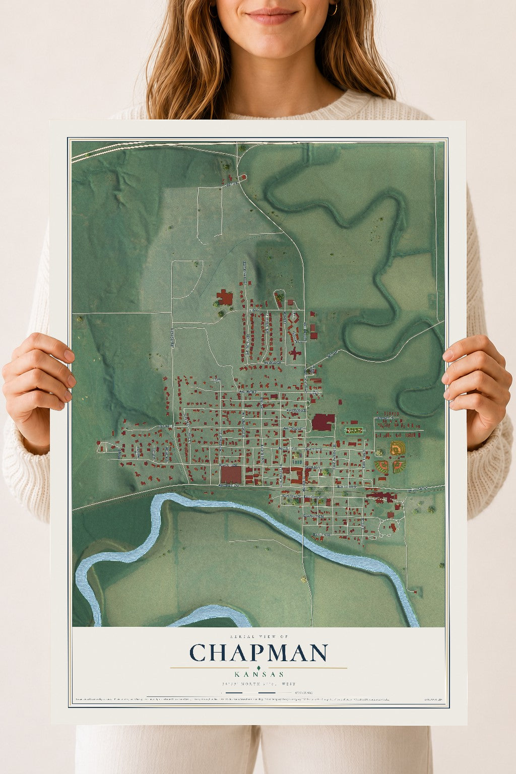 Map of Chapman, Kansas, 18 x 24 inch unframed archival matte print