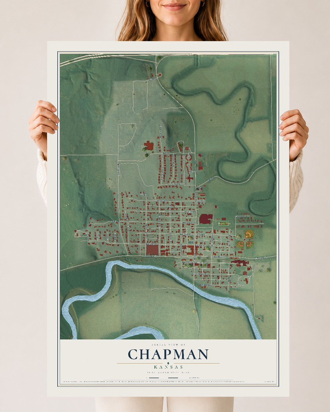 Map of Chapman, Kansas, 24 x 36 inch unframed archival matte print