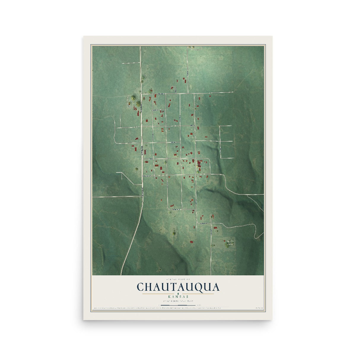 Map of Chautauqua, Kansas, 12 x 18 inch unframed archival matte print