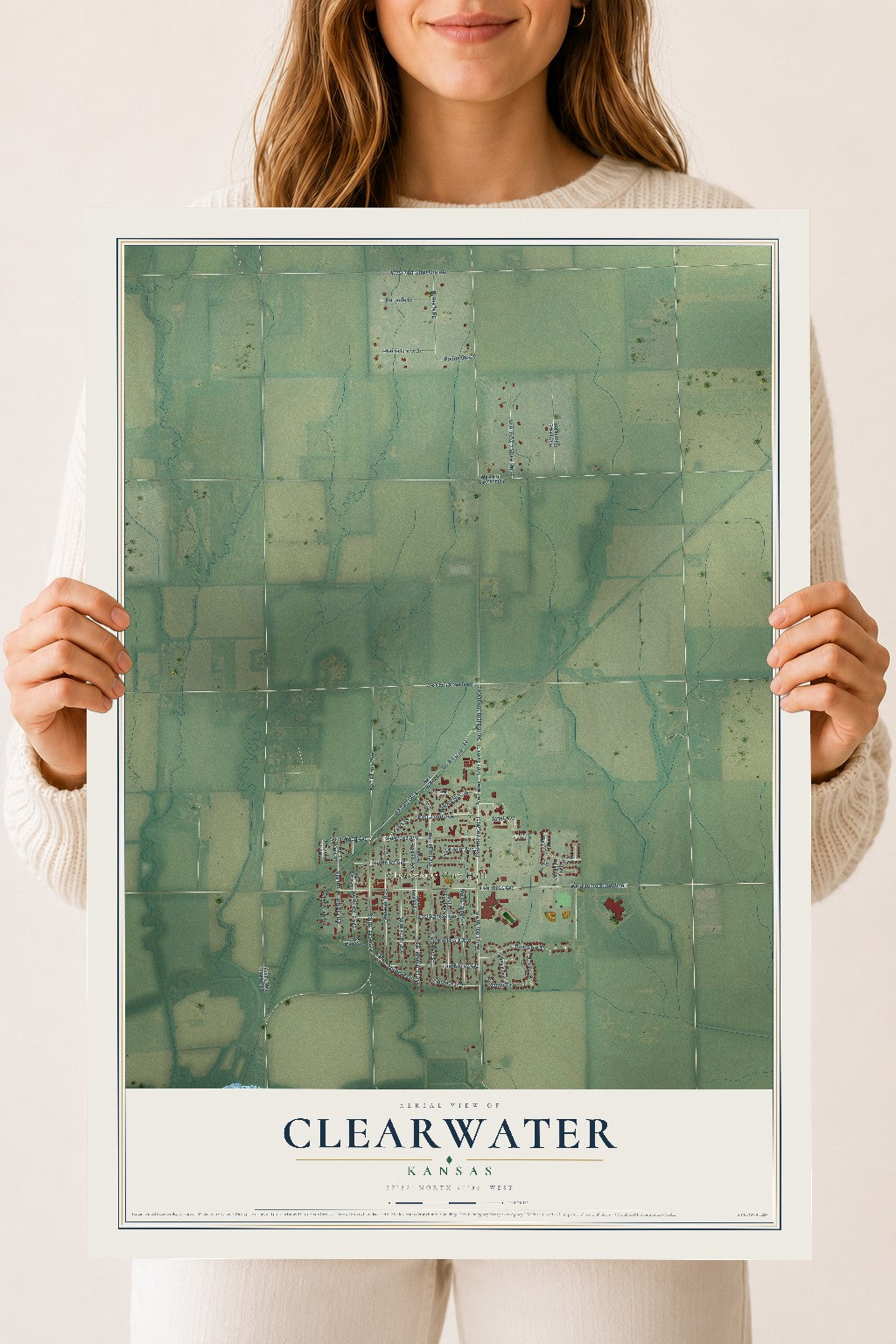 Map of Clearwater, Kansas, 18 x 24 inch unframed archival matte print