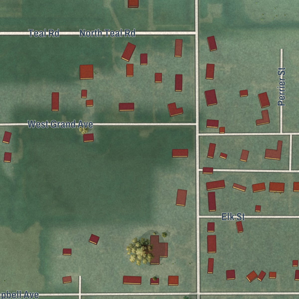 Second close-up of the map of Clyde, Kansas print showing more streets and buildings