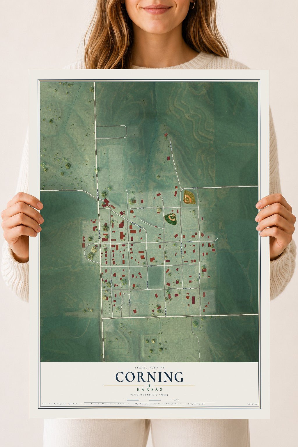 Map of Corning, Kansas, 18 x 24 inch unframed archival matte print