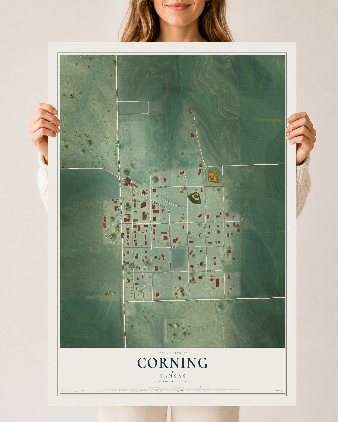 Map of Corning, Kansas, 24 x 36 inch unframed archival matte print
