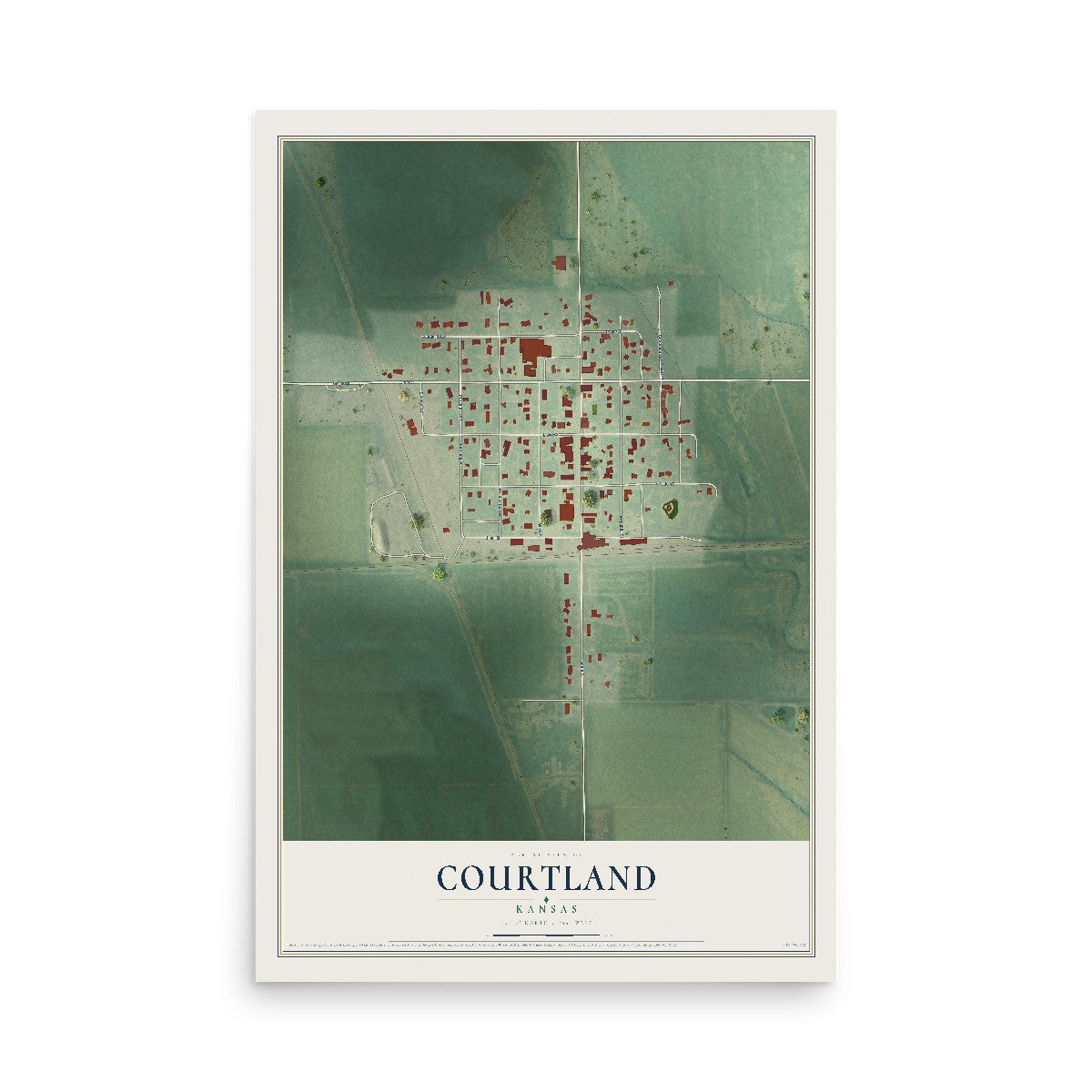 Map of Courtland, Kansas, 12 x 18 inch unframed archival matte print