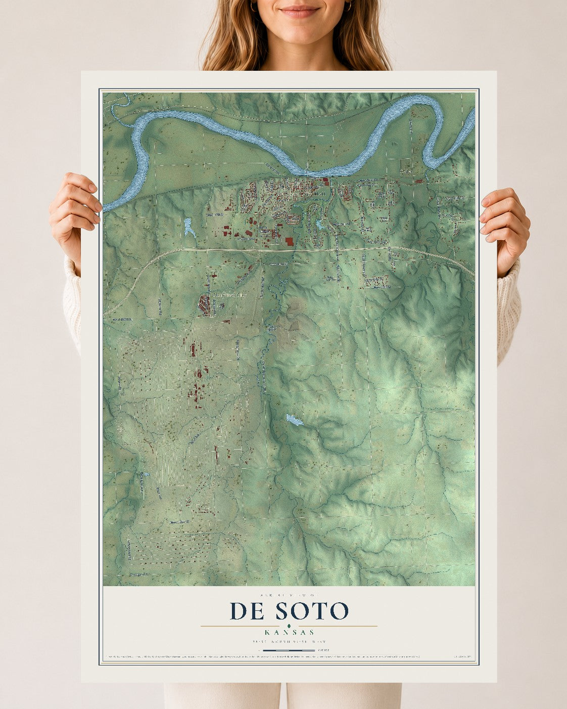 Map of De Soto, Kansas, 24 x 36 inch unframed archival matte print