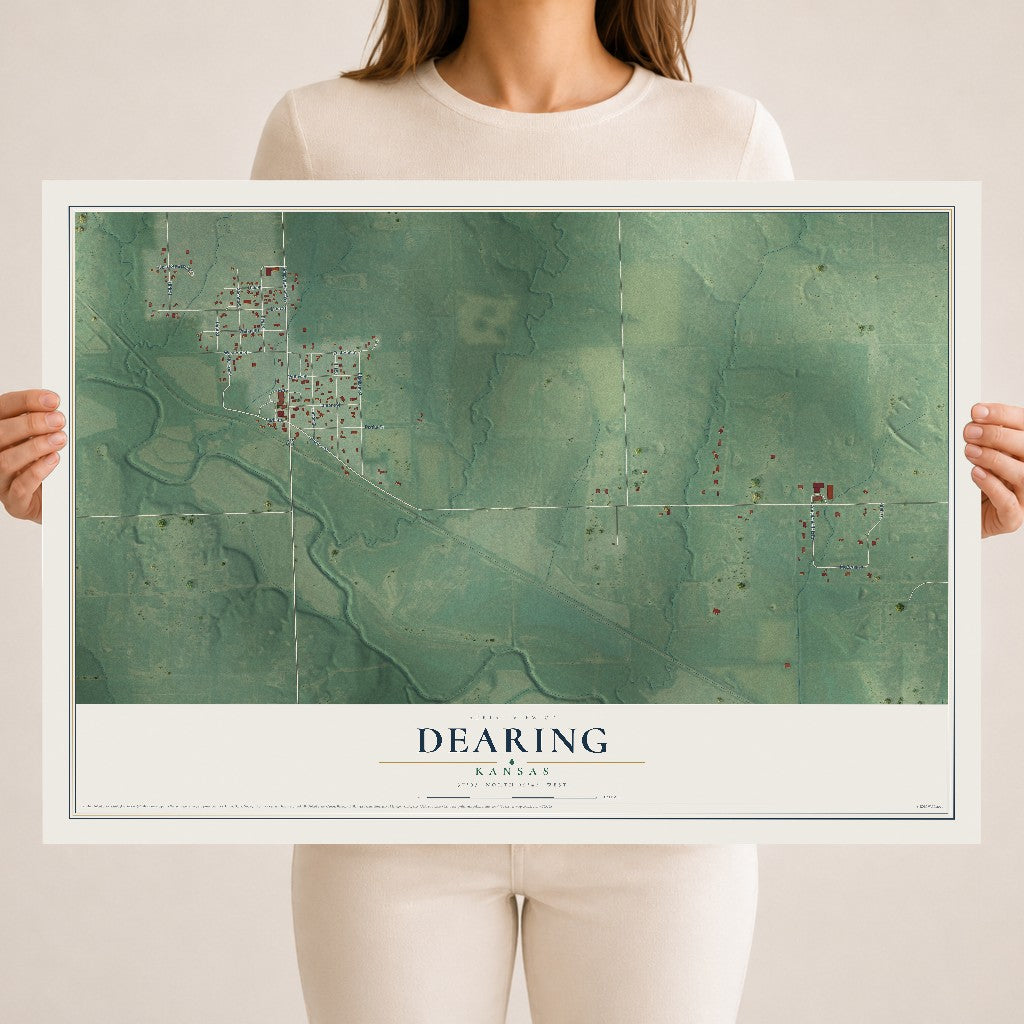 Map of Dearing, Kansas, 18 x 24 inch unframed archival matte print
