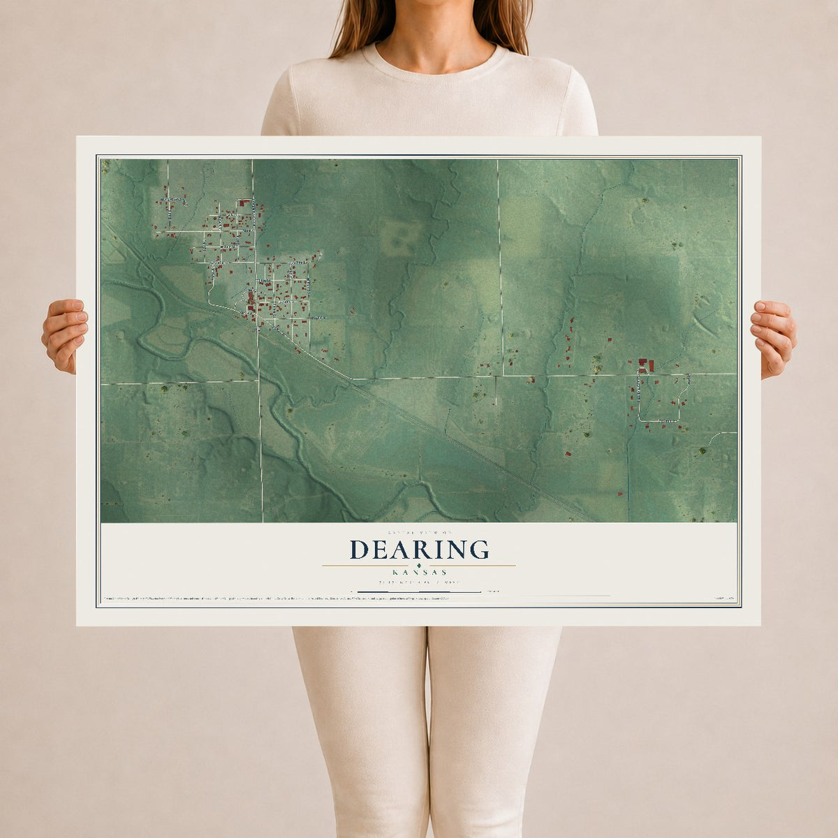 Map of Dearing, Kansas, 24 x 36 inch unframed archival matte print
