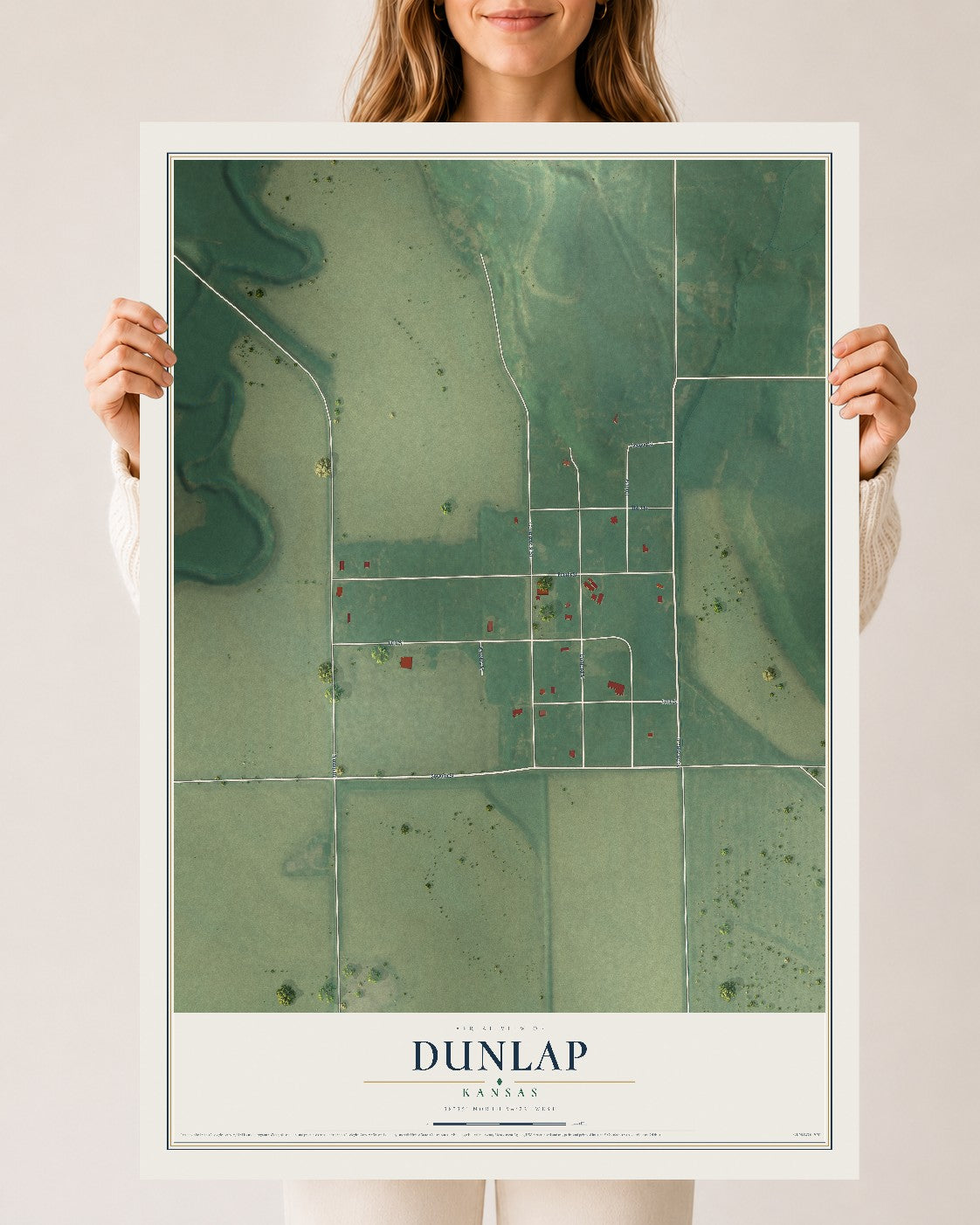 Map of Dunlap, Kansas, 24 x 36 inch unframed archival matte print