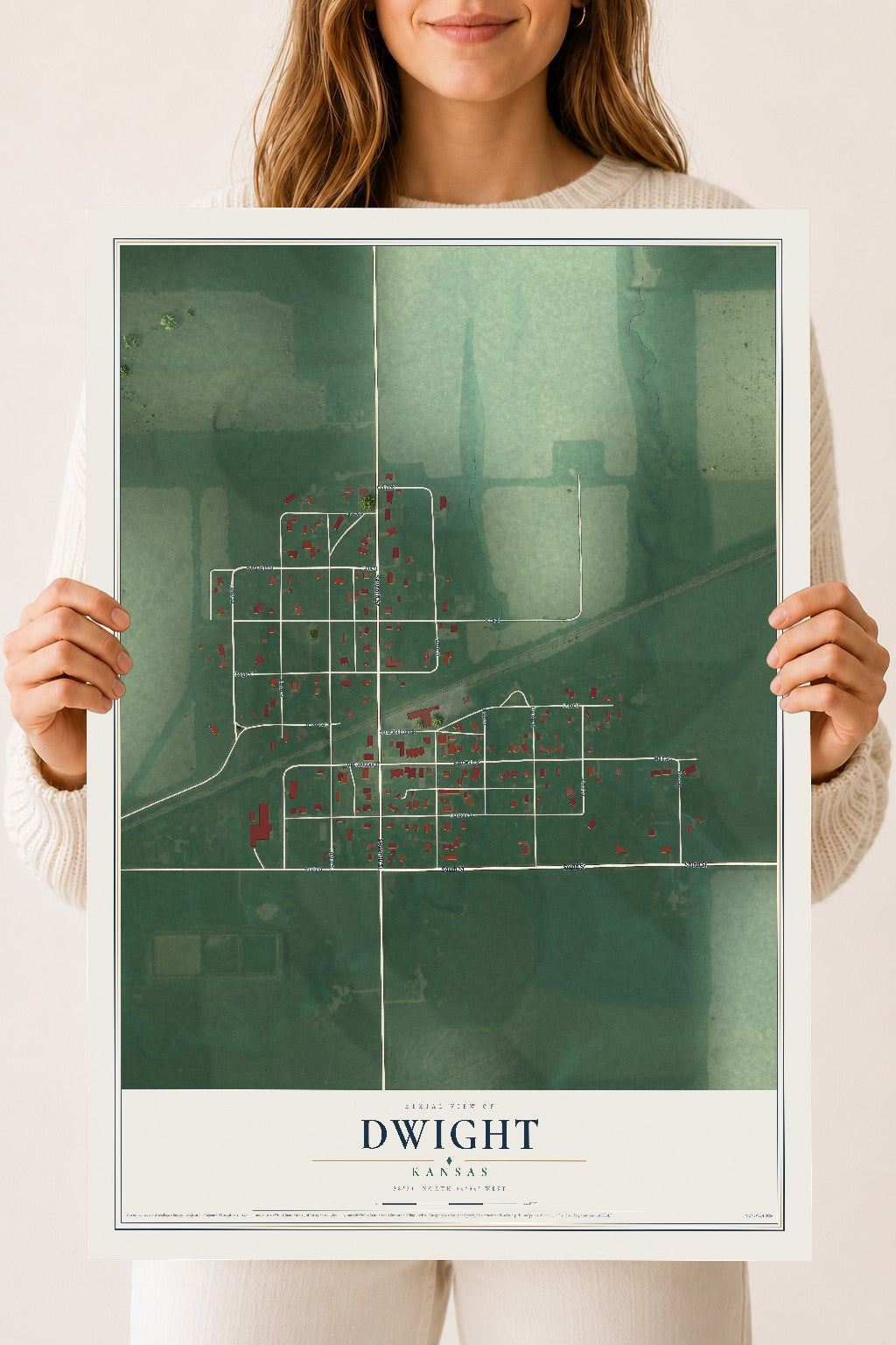 Map of Dwight, Kansas, 18 x 24 inch unframed archival matte print