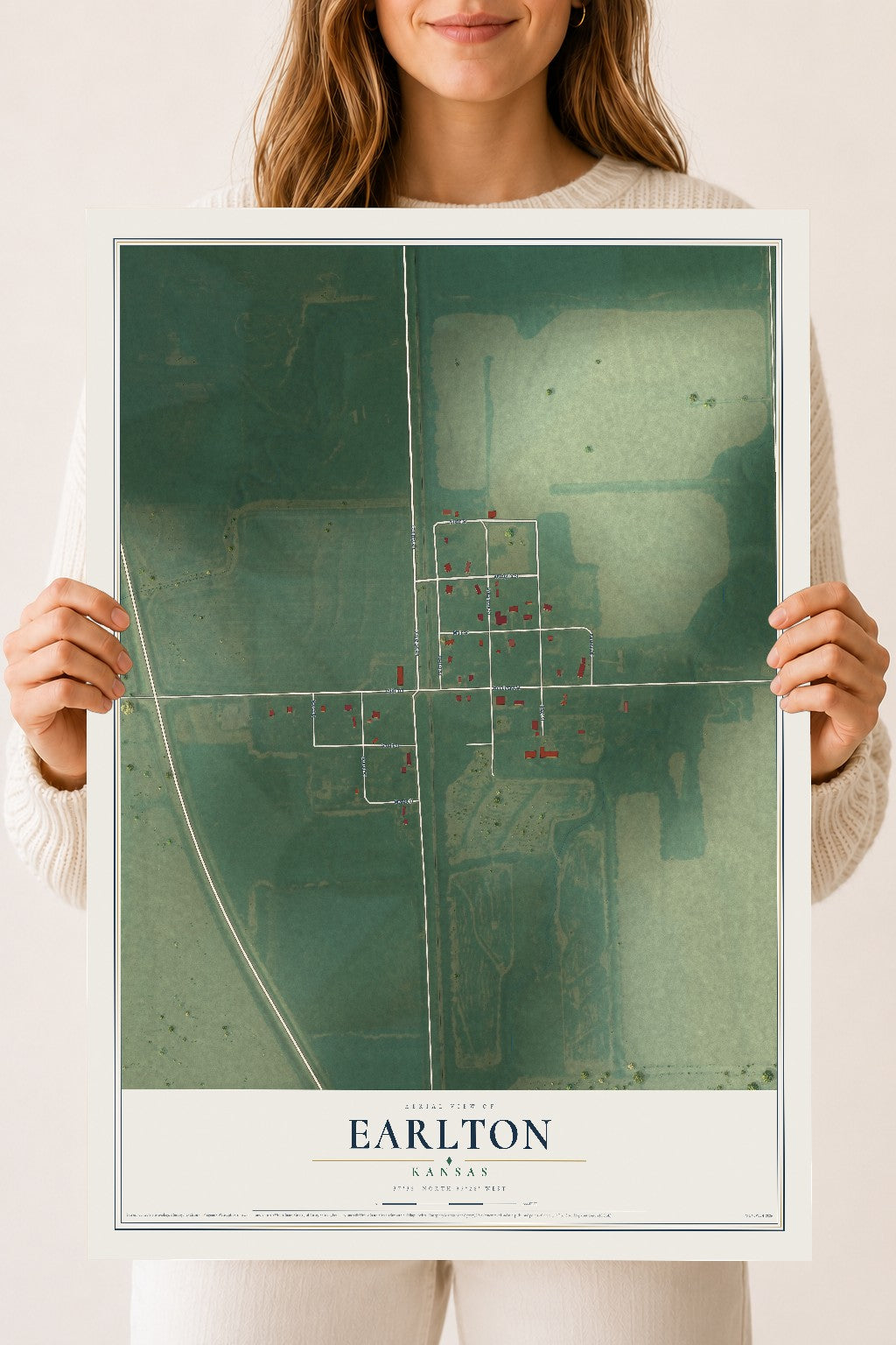 Map of Earlton, Kansas, 18 x 24 inch unframed archival matte print
