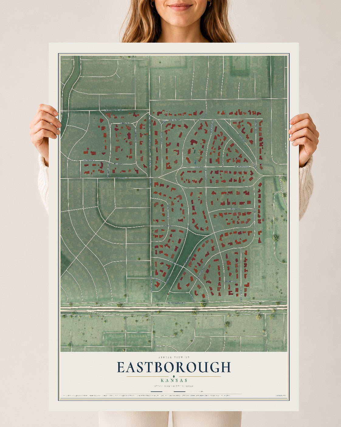 Map of Eastborough, Kansas, 24 x 36 inch unframed archival matte print
