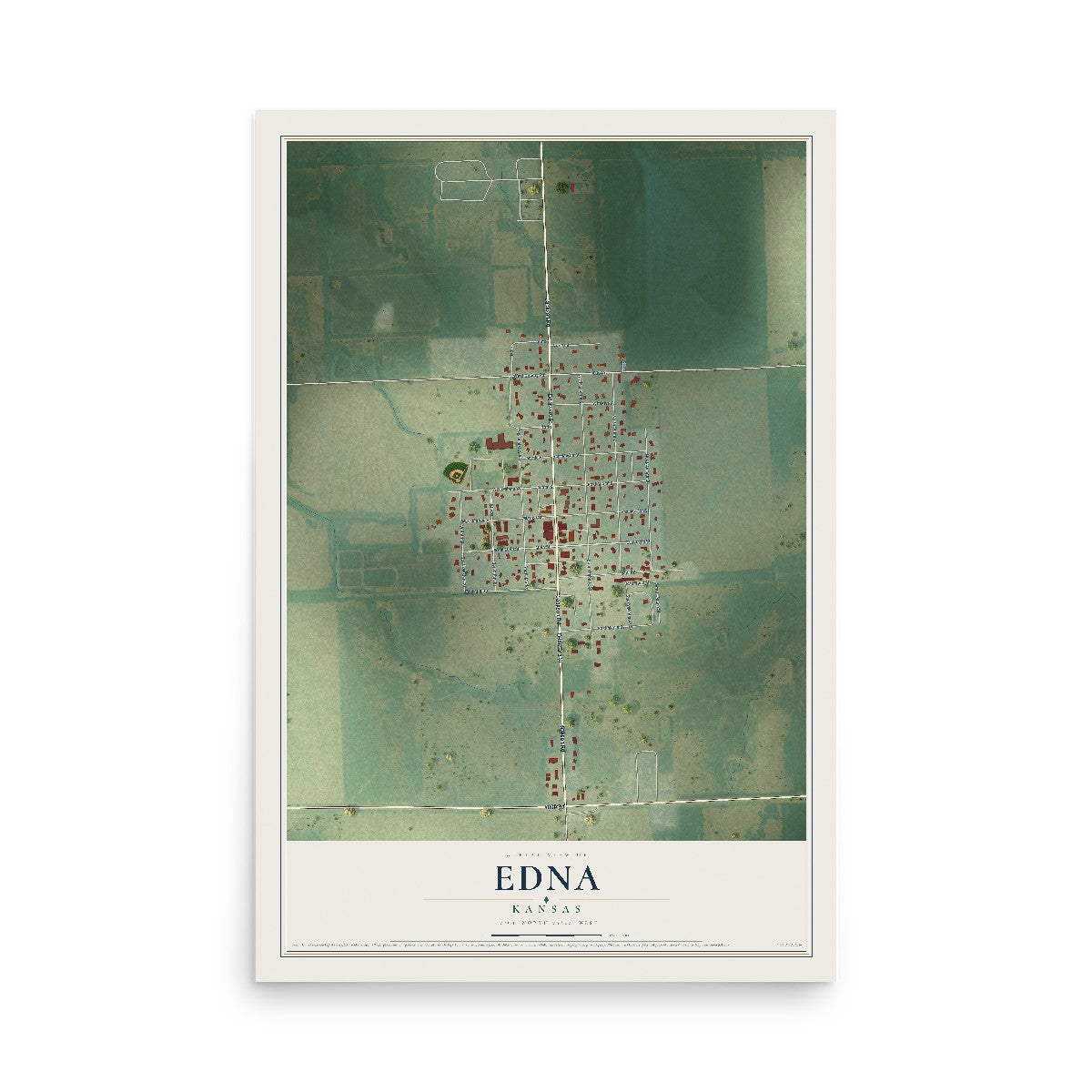 Map of Edna, Kansas, 12 x 18 inch unframed archival matte print