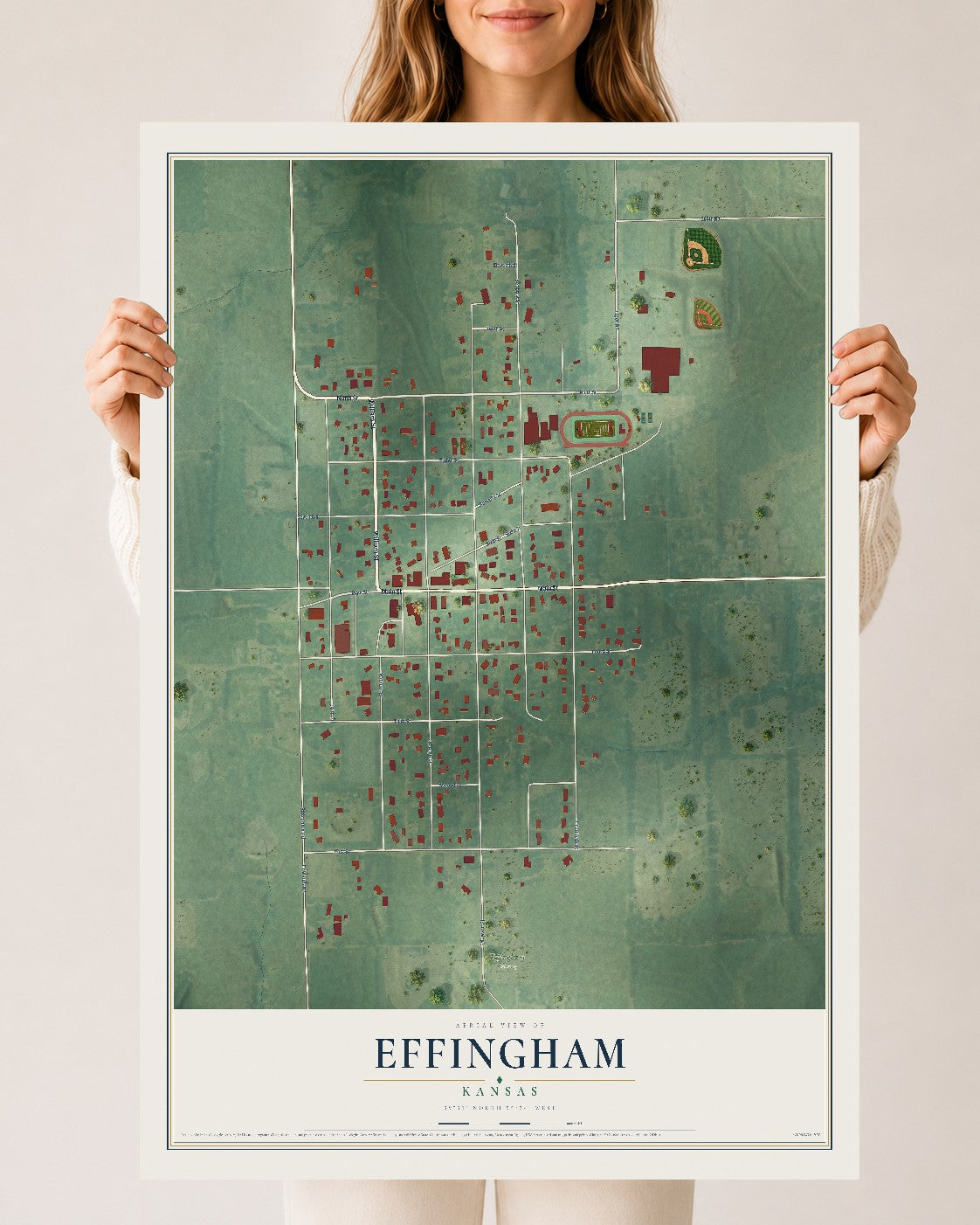 Map of Effingham, Kansas, 24 x 36 inch unframed archival matte print