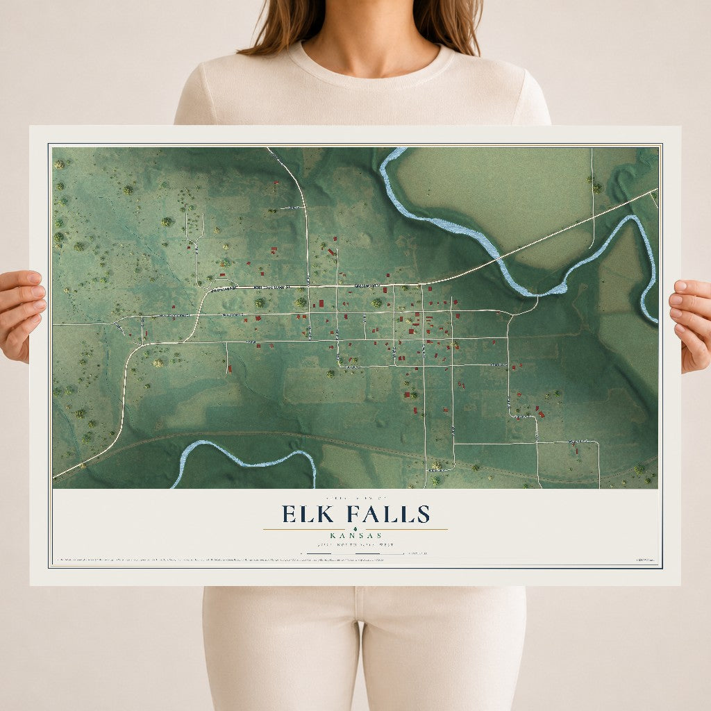 Map of Elk Falls, Kansas, 18 x 24 inch unframed archival matte print