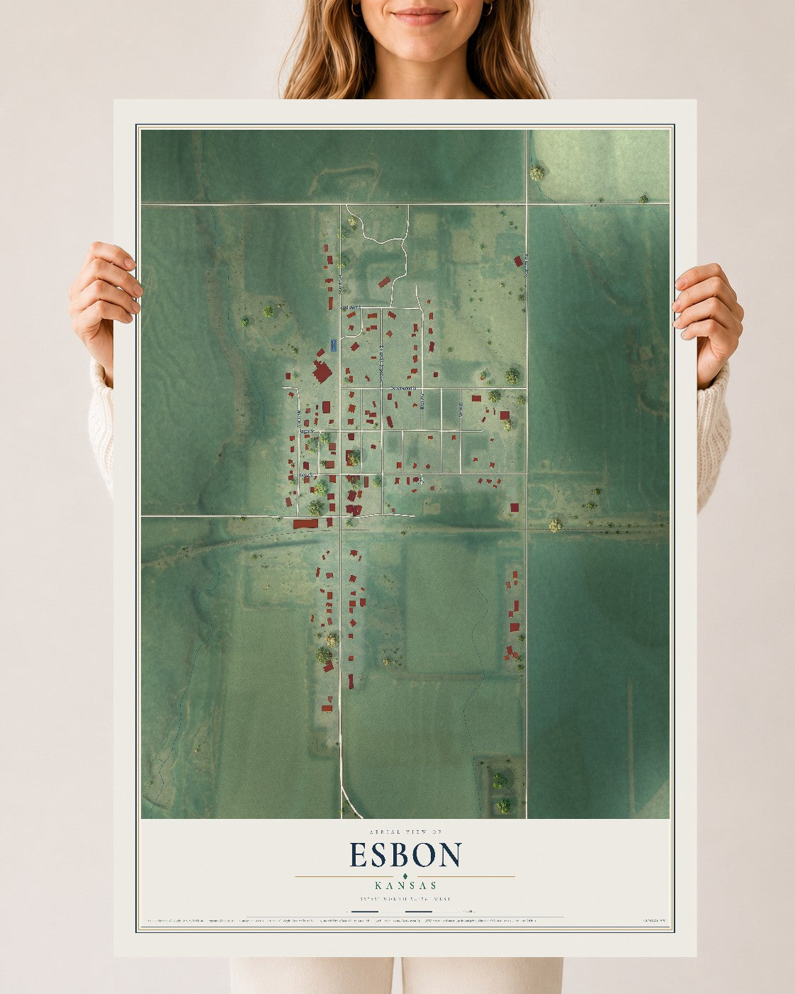 Map of Esbon, Kansas, 24 x 36 inch unframed archival matte print