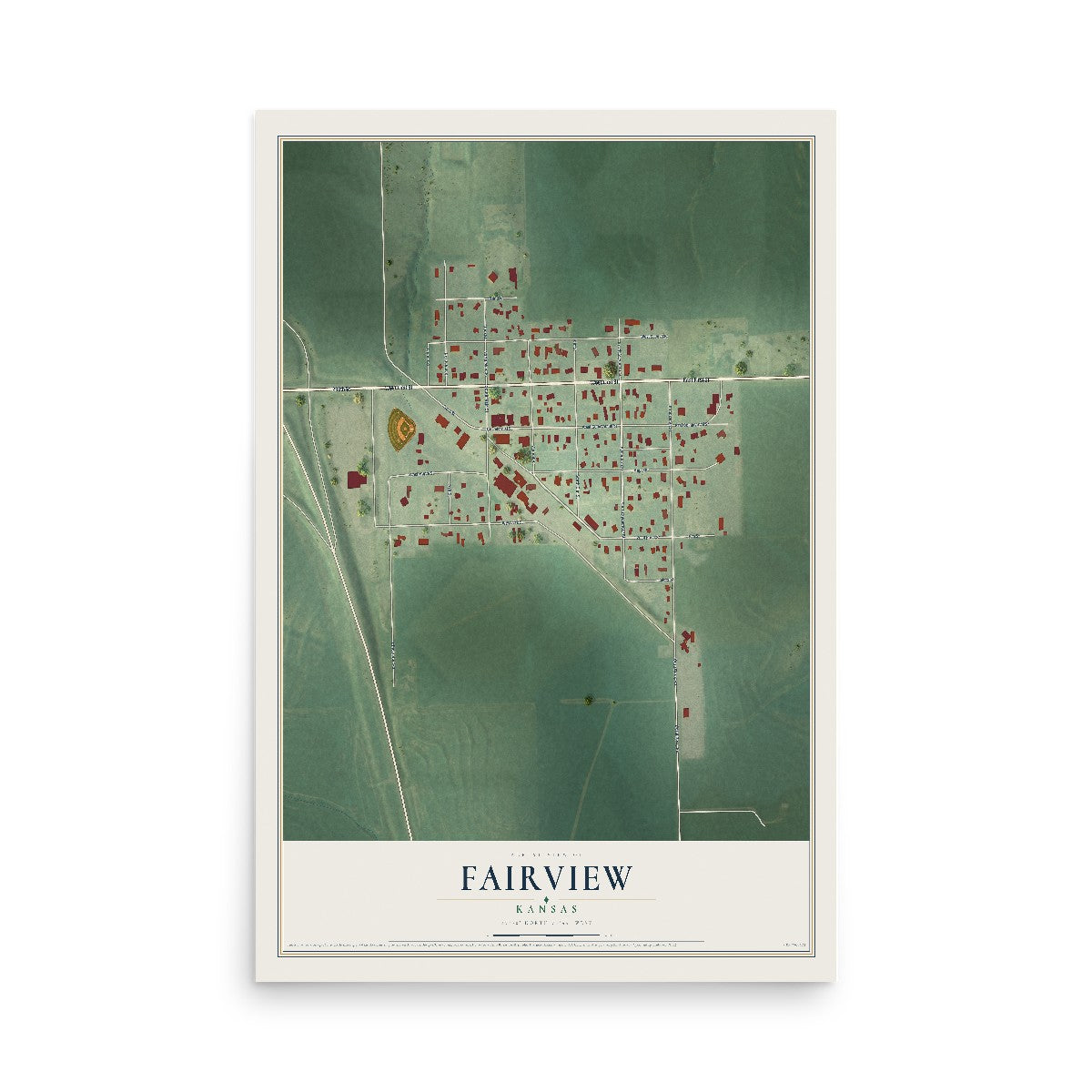 Map of Fairview, Kansas, 12 x 18 inch unframed archival matte print